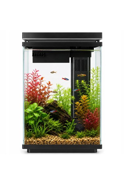 NO BRAND SET DE ACVARIU 10 L – ACVARIU NEGRU CU FILTRU LED ȘI CAPAC KRUGER
