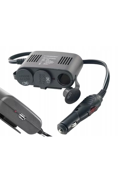 NO BRAND Splitter triplu pentru brichetă auto +USB 12V