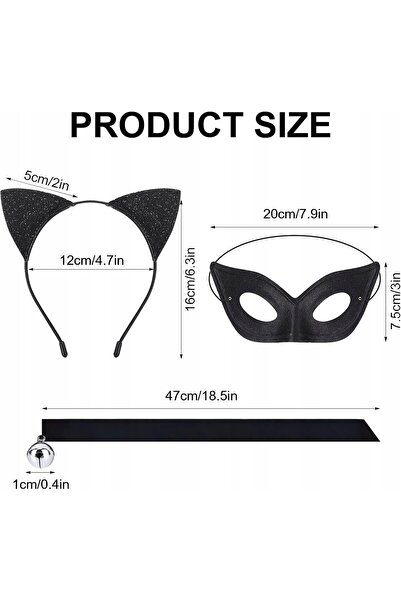 NO BRAND Set de costum de carnaval: urechi, coadă, mască. Set de mască pentru...
