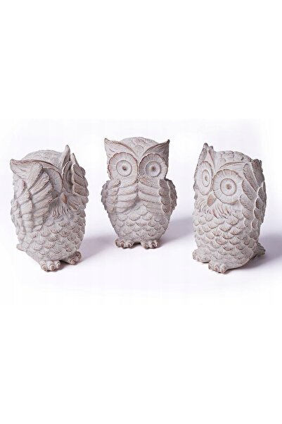 NO BRAND Figurine decorative „Bufnițe înțelepte” – 3 bucăți