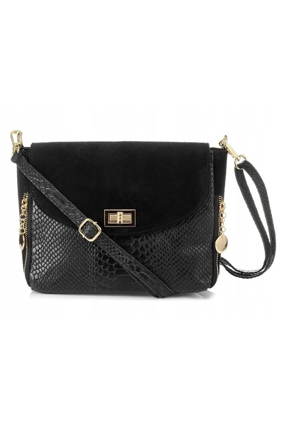 Vera Pelle Geantă italiană din piele, tip crossbody, din piele întoarsă cu as...