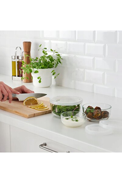 NO BRAND IKEA BESTAMMA recipiente din sticlă cu capac pentru alimente, set de...