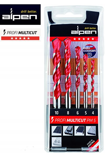 Alpen Set de burghie universale Multicut PM-5 în placă metalică pentru lemn