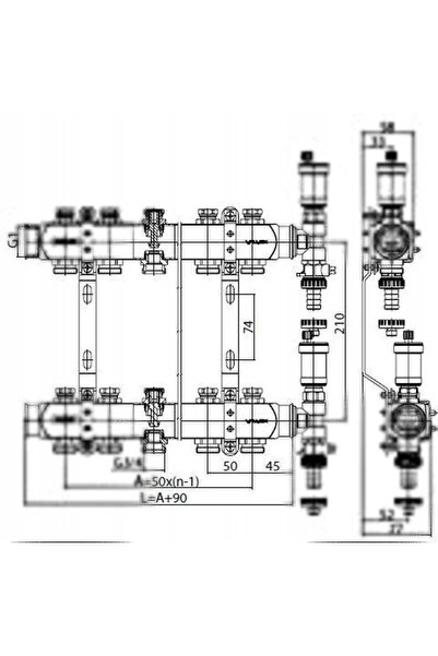 NO BRAND Racord de distribuție pentru radiator cu 5 circuite, inox, K3-5, VALVEX