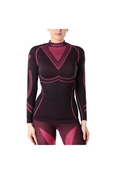 NO BRAND Bluză termică de damă, lenjerie termică, negru/roz, XL