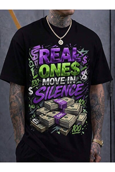 26LIK Colorful Hip-Hop Tee - Wealth Message L To XXXL Men Short Sleeve Round ...