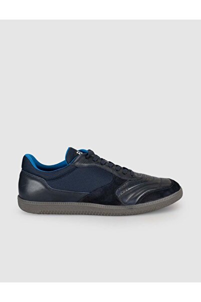 Cabani Navy Blue Genuine Leather Men's Casual Sneaker