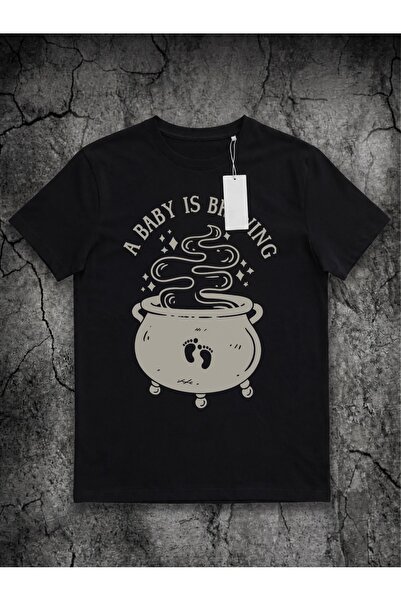 Generic Brand A Baby Is Brewing Cauldron Design,casual wear,men's graphic T-s...