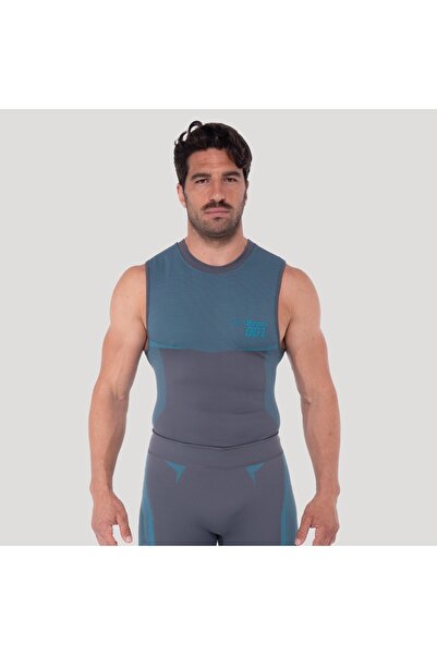 GymBeam OG1 Maiou fără cusături Gri/Albastru XL