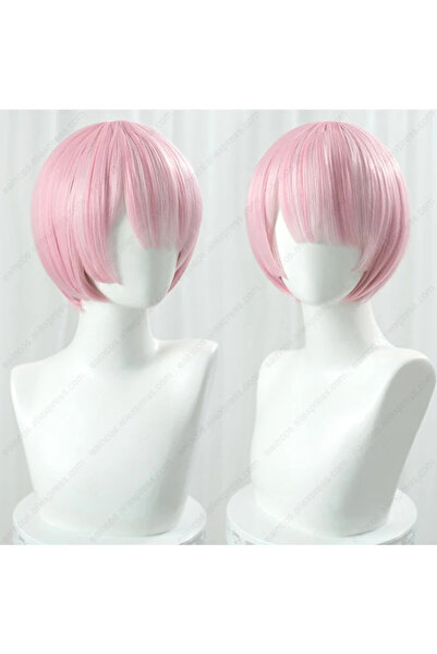 Choice1 Option 1 Ram wig Anime Rem/Ram Cosplay Wig 30cm Blue/Pink Gradient Wi...