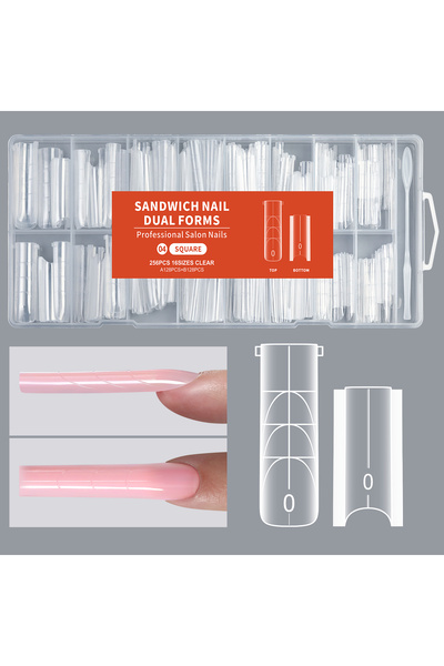 Choice3 04-Square 256Pcs/Box Nail Sandwich Dual Form Nail Tips Quickly Buildi...