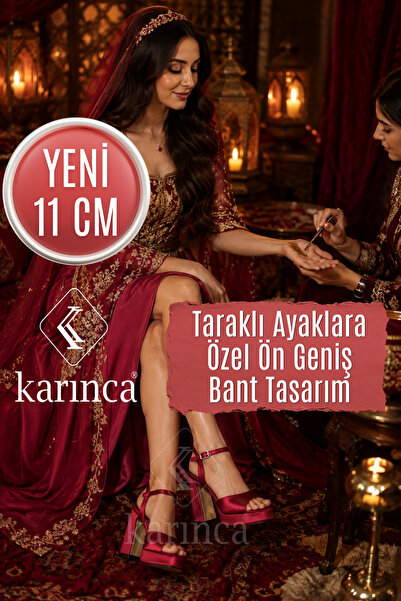 Karınca Rahat Kına Ayakkabısı, Taraklı Ayak İçin Kına Gecesi Ayakkabı, Bordo ...