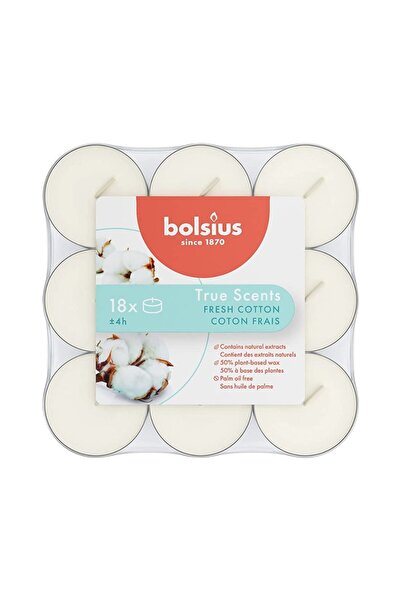 Bolsius Set 3 x 18 Lumanari Pastila Bolsius, Fresh Cotton, Timp de Ardere 4 Ore
