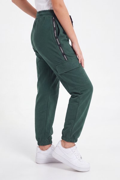 FYK COLLECTİON Girl's Striped Cargo Pocket Sweatpants