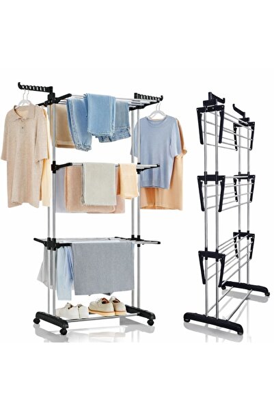 MACVI Uscător vertical pliabil cu 3 rafturi — Economisește eficient spațiu! 🧺 ✨