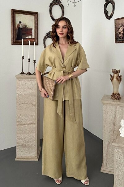 Generic Brand Beige Linen Shirt Set