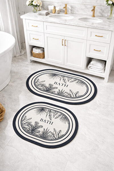 DEKOMOD Decorative Digital Printed Set of 2 Bath Mat Non-Slip Base Toilet Set