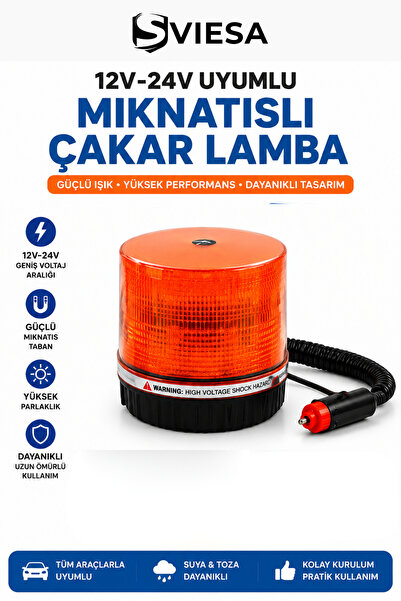 Sviesa Mıknatıslı Çakar Lamba Turuncu LED Tepe Lambası 12V-24V