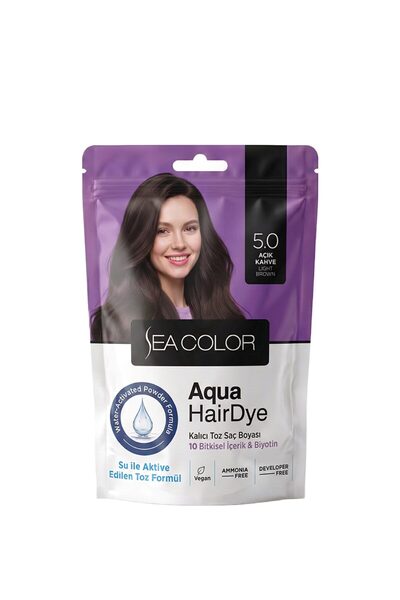 Sea Color Aqua Hair Dye Suyla Aktifleşen Toz Saç Boyası 5.0 Açık Kahve