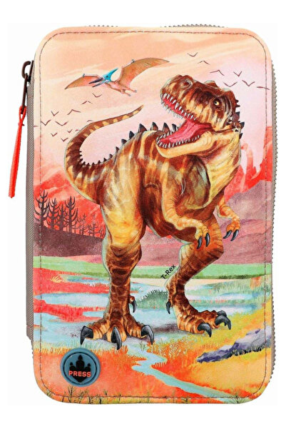 Dino World Троен несесер за моливи LED каки кафяв (412381)