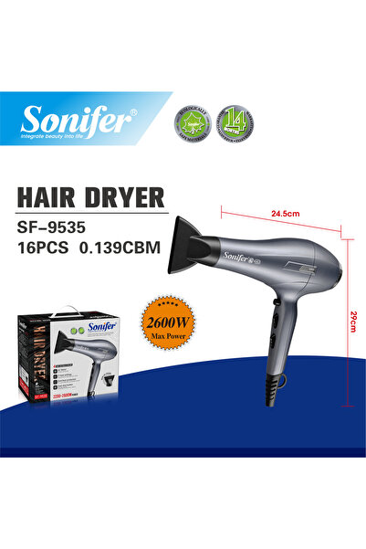 Sonifer مجفف شعر بمحرك تيار متردد 2200-2600 واط - ضمان لمدة عامين SF-9535