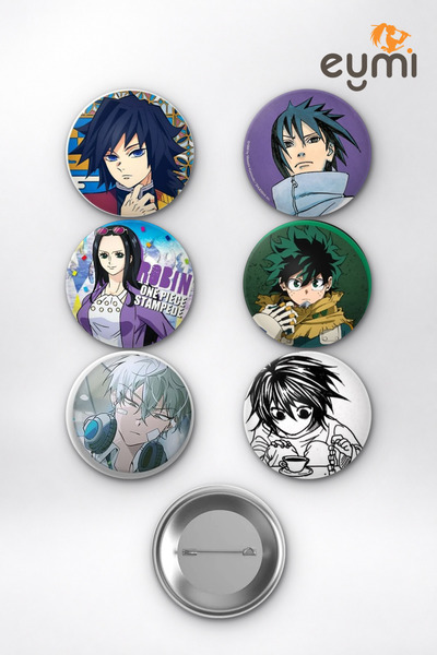 Eymi Design Anime Mavi Element Karakterleri Giyu Sasuke Robin Deku Çanta Süsü...