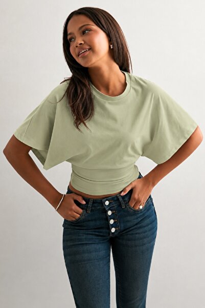 Cockatoo Women's Waist-Fitted Wide-Sleeve Natural Viscose Blouse - Soft Textu...