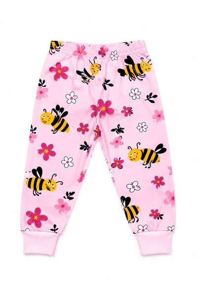 ALİŞ KİDS Girl's Cotton Pink Bee Patterned Long Sleeve Seasonal Pajama Set