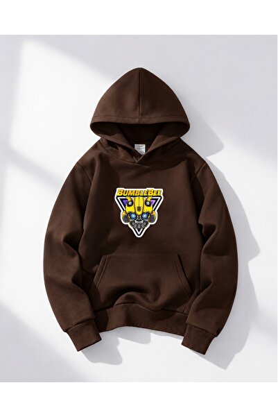 haha Oversize Hooded Bumblebee Printed Sweatshirt for Kids