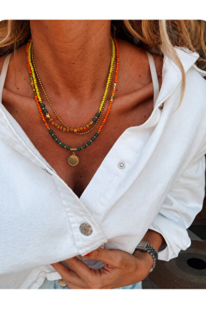 Markiz Takı Natural Stone and Sand Bead Necklace 55 cm