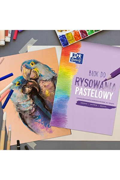 Oxford Bloc de desen colorat A4, 10 coli, 100g, pastel, 10 bucăți