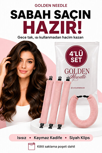 Golden Needle Set de 4 ondulatoare de păr din catifea - Set cu cleme negre pe...
