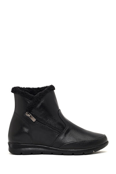 Derimod Women's Black Zippered Leather Comfort Boots Wf410013Dv