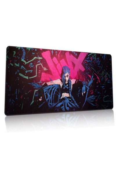 Duvarda League of Legends Jinx Oyuncu Gaming 90x40 cm Mouse Pad Kaymaz Taban ...
