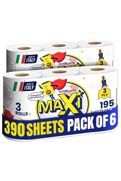Generic Brand 3 Ply Kitchen Paper Towel - 390 Sheets - Pack of 6-65 Sheets Ea...