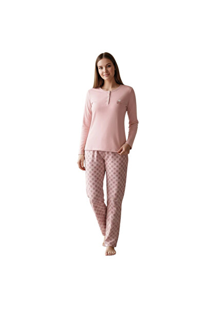 Over Sleep by Poleren Over Sleep 3412 Women's Winter Single Jersey Pajama Set