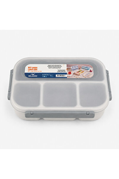 4 Bölmeli Gri Beslenme Kabı Çatal Kaşıklı Lunch Box