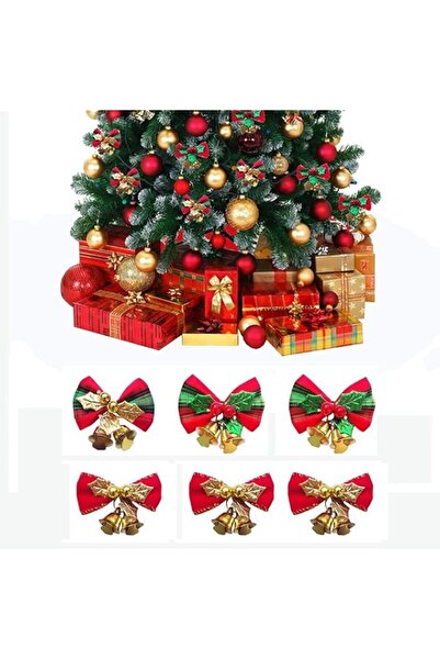 Generic Brand 6Pcs Christmas Bow with Bells Miniature Christmas Ornaments Gif...