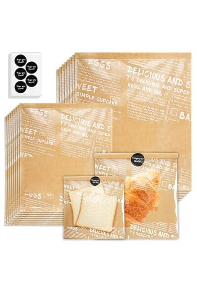Generic 200Pcs Heat Sealable Bakery Bags, with Window, Grease-Resistant Kraft...