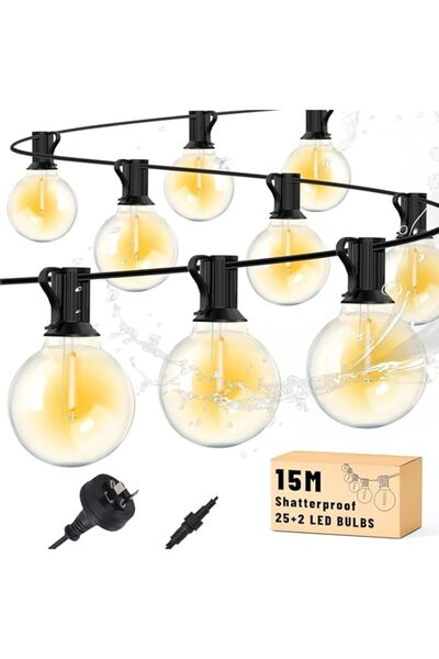 Generic Brand Cozylady Festoon Lights Outdoor 15+2M, String Light with 25+2 G...