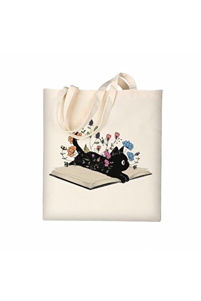 Generic Cat Canvas Tote Bag, Cute Animal Aesthetic Tote Bag for Women, Reusab...