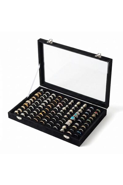 Generic Brand Frebeauty Ring Organizer Tray 100 Slots Ring Holder with Clear ...