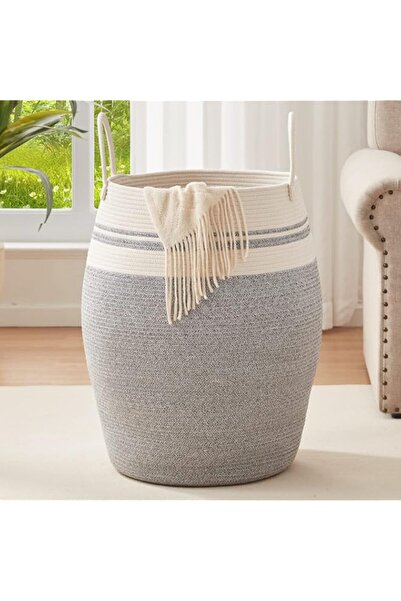 Generic OIAHOMY Laundry Hamper Woven Cotton Rope Large Clothes Hamper 25.6" H...