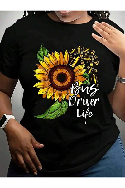 25W تي شيرت بطباعة جرافيكية سوداء لتقدير سائقي الحافلات من Life - Bus Driver ...