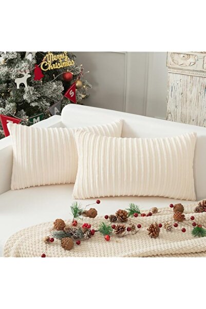 Generic K KEVIN TEXTILE Set of 2 Oblong Pillow Covers Plush Striped Corduroy ...