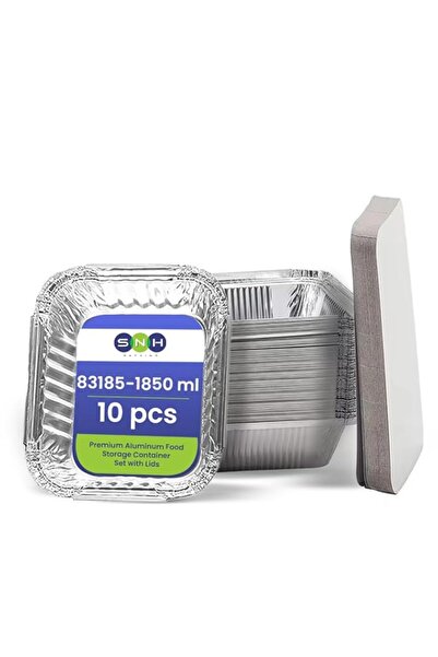 Generic Disposable Aluminium Rectangle Containers 1850ml With Lids Heavy Duty...
