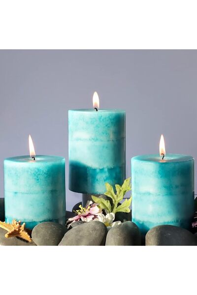 Generic Pillar Candles Scented, Set of 3 Long-Lasting Scented Candles, Ocean ...