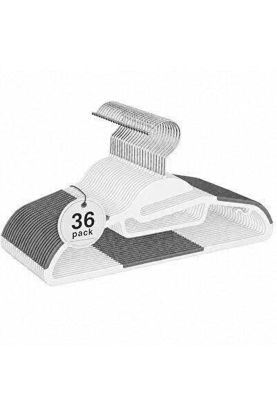 Generic TRIPLURA White Plastic Hangers [36-Pack] - Non Slip Clothes Hangers w...