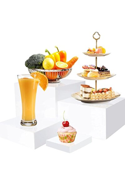 Generic Brand Acidea 4 Pcs Buffet Risers, Food Risers for Buffet Table, White...