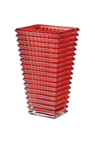 Generic Red Crystal Glass Flower Vase, Modern Geometric Design, 10.83 x 5.52 ...